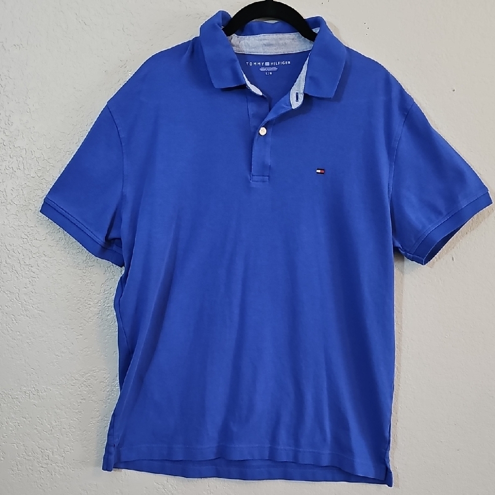 Tommy Hilfiger Vibrant Blue Polo, Mens Large 100% Cotton - Picture 4 of 7